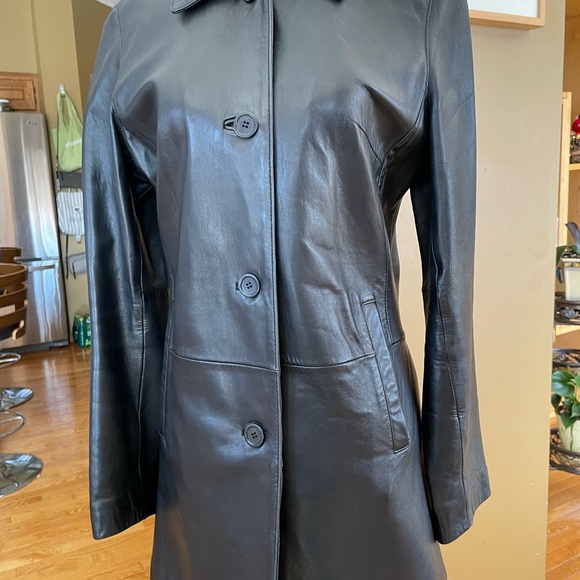 Tabard Genuine leather jacket coat S M Black - Picture 5 of 6
